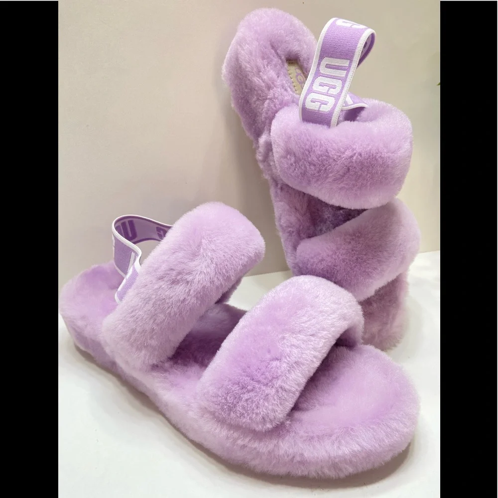 NEW UGG Oh Yeah Plushy Soft Slide Slippers Women's Shoes Sandal_9